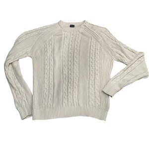 Nautica Womens Vtg Cable Knit Sweater Ivory Fisherman Chunky Old Money Prep Sz L
